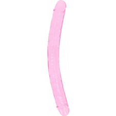 Shots RealRock Crystal Jelly Διπλό Dildo με Βεντούζα 34cm Ροζ