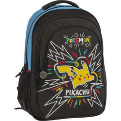 Graffiti Pokemon Pikachu Σχολική Τσάντα Πλάτης Δημοτικού Μαύρη Μπλε 233211