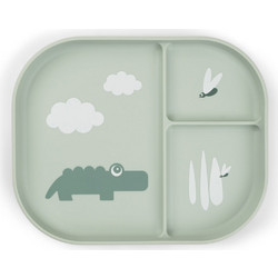 Done by Deer Πιάτο Φαγητού με Χωρίσματα Happy Clouds Croco Green