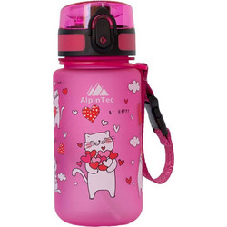 AlpinPro AlpinTec Kids Cats Παιδικό Μπουκάλι Θερμός Πλαστικό BPA Free με Καλαμάκι Φούξια 350ml