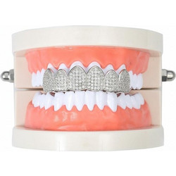 Halloween Accessories Micro-Inlaid Zircon Hip-Hop Braces, Colour: Silver Upper Teeth (OEM)