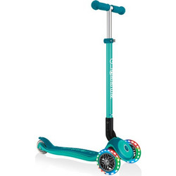 Globber Wheels Primo Foldable Plus Lights Jr. Αναδιπλούμενο Παιδικό Πατίνι Τρίτροχο με Φωτάκια Τιρκουάζ