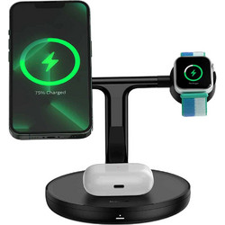 Baseus Swan Stand 3in1 Ασύρματος Φορτιστής Qi Pad 20W Black