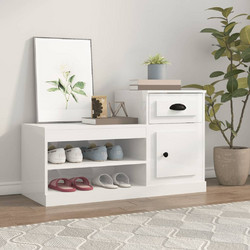 vidaXL Παπουτσοθήκη Σκαμπό Ξύλινη Λευκή Μ100xΠ42xΥ60cm 816418