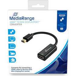 Καλώδιο MediaRange HDMI High Speed to Mini DisplayPort converter, gold-plated, HDMI socket/Mini DP plug, 10 Gbit/s data transfer rate, 15cm, black (MRCS176)
