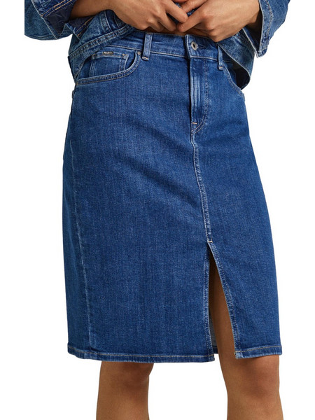 Pepe Jeans Μίντι Φούστα Τζιν Ψηλόμεση Μπλε PL901007HS5-000