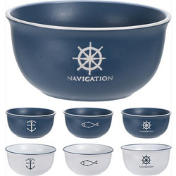 Zaros Μπωλ Stoneware Σε 6 Ναυτικά Σχεδία Λευκό/Μπλε 13.7x6.7 Κωδικός: KZ223