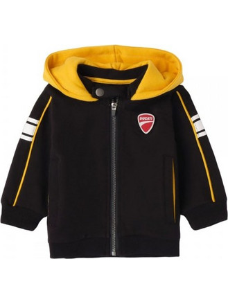 DUCATI OPEN LONG SLEEVE SWEATER WITH ZIP OR BUTTONS - G.7605/00 - ΑΓΟΡΙ - BLACK
