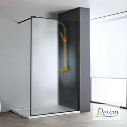 Διαχωριστικό κρύσταλλο ντουζιέρας IWIS Walk-in 90 ρυθμιζόμενo από 87 έως 89εκ. Devon Fluted Clean Glass Black Matt
