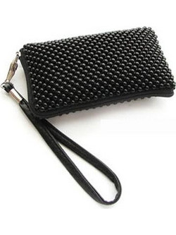 VOLTE-TEL ΘΗΚΗ ΠΟΥΓΚΙ-ΠΟΡΤΟΦΟΛΙ ZIPPER ΜΕ ΠΕΡΛΕΣ V301 BLACK