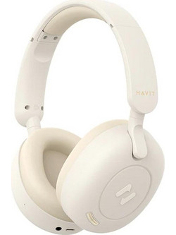 Havit H655BT Ενσύρματα & Ασύρματα Bluetooth Ακουστικά Over Ear με Noise Cancelling Μπεζ