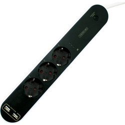 Πολύπριζο Wi-Fi με 3 θέσεις σούκο 16A 250V 3680W max ανά πρίζα & 2USB θύρες σε μαύρο χρώμα - CM32SMART