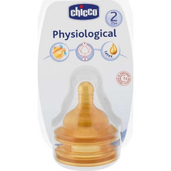 Chicco Physiological Θηλή Καουτσούκ για Μπιμπερό 2m+ Μεσαίας Ροής 2τμχ