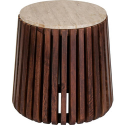 HomeMarkt Krest Βοηθητικό Τραπεζάκι Στρογγυλό Ξύλινο HM9711