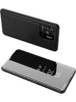 Clear View Case cover for Xiaomi Redmi 10C cover with a flap black