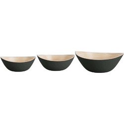 Μπωλ Puro (Σετ 3Τμχ) PT4138BK Οβάλ S-20x16x8cm M-25x20x10cm L-30x24,5x12cm Black Present Time Bamboo