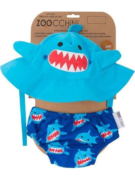 Zoocchini Shark Σετ Βρεφικό Μαγιό Πάνα Σλιπ για Αγόρι Μπλε ZOO1705