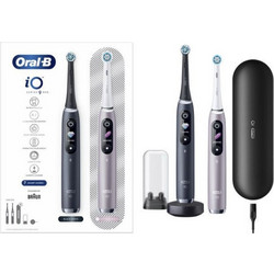 Oral-B iO Series 9 Black Onyx + Rose Ηλεκτρικές Οδοντόβουρτσες με Χρονομετρητή Αισθητήρα Πίεσης & Θήκες Ταξιδίου 2τμχ