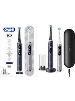 Oral-B iO Series 9 Black Onyx + Rose Ηλεκτρικές Οδοντόβουρτσες με Χρονομετρητή Αισθητήρα Πίεσης & Θήκες Ταξιδίου 2τμχ