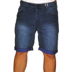 Ανδρική Denim βερμούδα με ρεβέρ σε σκούρο μπλε h-8500-bl