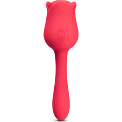 7-Function Red Color Silicone Clitoral Rose Sucking Massager wit