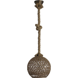 Heronia Lighting Κρεμαστό Φωτιστικό Οροφής με Σχοινί Μονόφωτο E27 Καφέ Φ20cm Silk-01 31-1147