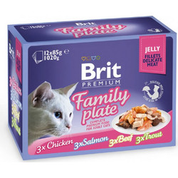Brit Premium By Nature Family Plate with Chicken, Salmon, Beef & Trout in Jelly 12x85gr