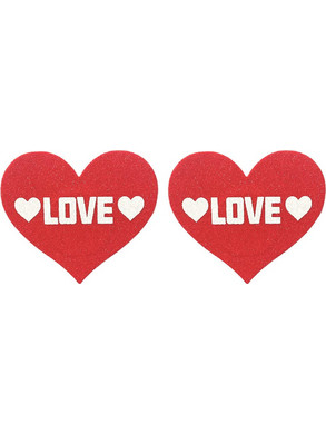 Red Glitter Heart-shaped Nipple Cover