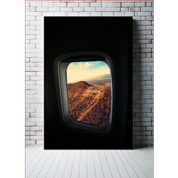 Πίνακας, View of Hollywood Sign from Plane Window Άποψη της πινακίδας του Χόλιγουντ από το παράθυρο αεροπλάνου