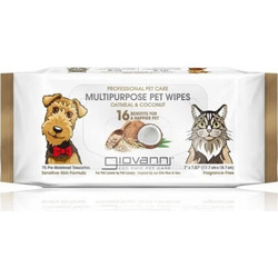 Giovanni Pet Multipurpose Wipes Πολυχρηστικά Υγρά Μαντηλάκια για Σκύλους & Γάτες με Χυλό Βρώμης & Καρύδα 75 Τεμάχια