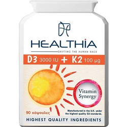Healthia D3 3000iu & Κ2 100mcg 90 Κάψουλες