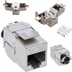 Μονάδα Keystone Με Βύσμα RJ45 Cat.6A Χωρίς εργαλεία Από ανοξείδωτο Ατσάλι, 3.8x2.4x1.7 cm - Aria Trade