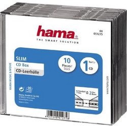 1x10 Hama CD-Slim Jewel Case clear/black 51275 (51275)