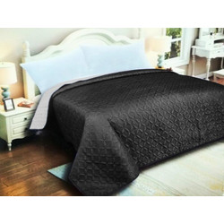 Κουβερλί Υπέρδιπλο Microfiber Διπλής Όψης Ρόμβος Γαρύφαλλο 220x240 - Ανθρακί