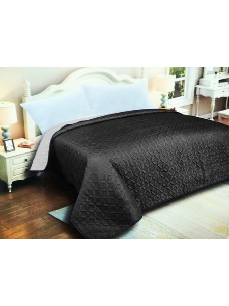 Κουβερλί Υπέρδιπλο Microfiber Διπλής Όψης Ρόμβος Γαρύφαλλο 220x240 - Ανθρακί