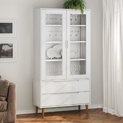 vidaXL Βιτρίνα MOLDE Λευκή 90 x 35 x 175 εκ. από Μασίφ Ξύλο Πεύκου 350544