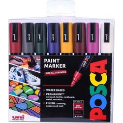 Posca - PC5M - Medium Tip Pen - Deep colors, 8 pc