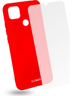 EGOBOO backcover for Xiaomi Redmi 9C, Coral + Tempered Glass