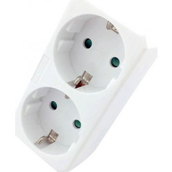 Πολύμπριζο 2 Θέσεων Λευκό Power Socket Shucko White Entac EPAG-2EE