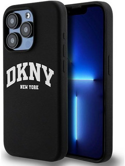 DKNY Liquid Silicone White Printed Logo MagSafe - θήκη για Apple iPhone 13 Pro / 13 - Μαύρο