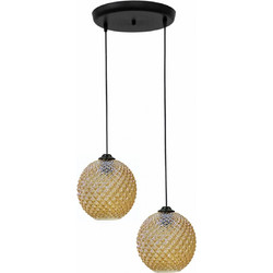 Heronia Lighting Κρεμαστό Φωτιστικό Οροφής Δίφωτο E27 Χρυσό 02-0288