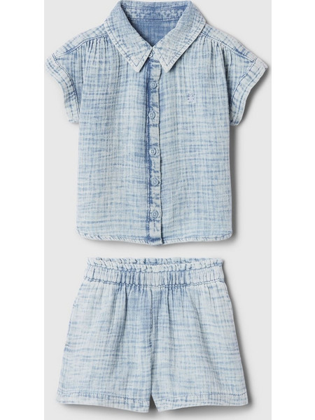 Μπλε babyGap Crinkle Gauze Two-Piece Σύνολο Σετ medium wash