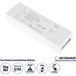 73129 TE-75-12 SKYDANCE AC Triac Dimmer Push Dimming 1 Κανάλι AC 200-240V 1 x 6.25A 75W - Max 6.25A 75W - IP20 Μ18 x Π5.7 x Υ3cm