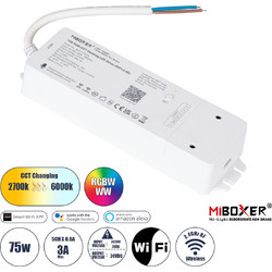 71441 WL5-P75V24 Mi-BOXER DC Smart Wifi & RF 2.4Ghz Power Supply Τροφοδοτικό SELV & Controller / Dimmer All in One 5 Καναλιών AC100-240V σε DC 24V 5 x 0.6A 14.4W - Max 3A 75W - IP20 RGBW+WW Μ19 x Π5.5
