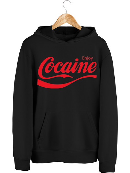 Sol's Ανδρικό Φούτερ με Κουκούλα με Σχέδιο «Cocaine Enjoy» Μαύρο HOOD905