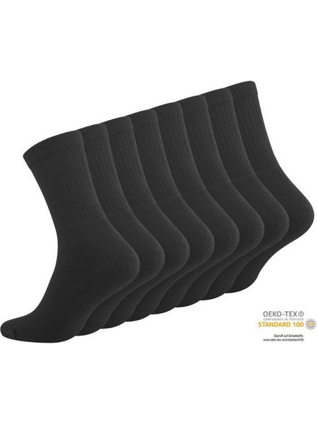 Oeko-Tex Sport Socks Αθλητικές Βαμβακερές Κάλτσες Σε Μαύρο Χρώμα 2088 Νο 39-42 8 Ζευγάρια