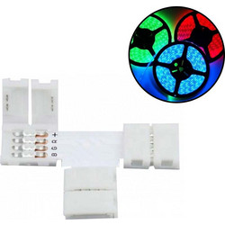 Σύνδεσμος Γωνίας Ταφ 4 Επαφών για LED RGB Ταινίες 12V - 24V με Κλιπ