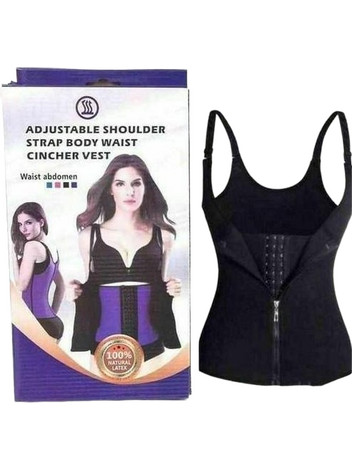 Γυναικείο κορσέ μέσης ADJUSTABLE SHOULDER STRAP BODY WAIST CINCHER VEST One Size Μαύρο