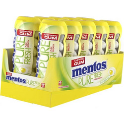 Mentos Pure Fresh Lemonade Μπουκάλι Τσίχλες 28gr Συσκευασία 12 Τεμαχίων