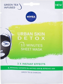 Nivea Essentials 10 Minutes Urban Detox Sheet Μαύρη Μάσκα Προσώπου με Άνθρακα & Πράσινο Τσάι 1τμχ